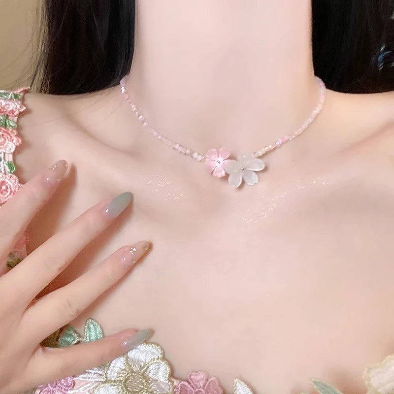 Collier Perles & Fleur de Cristal