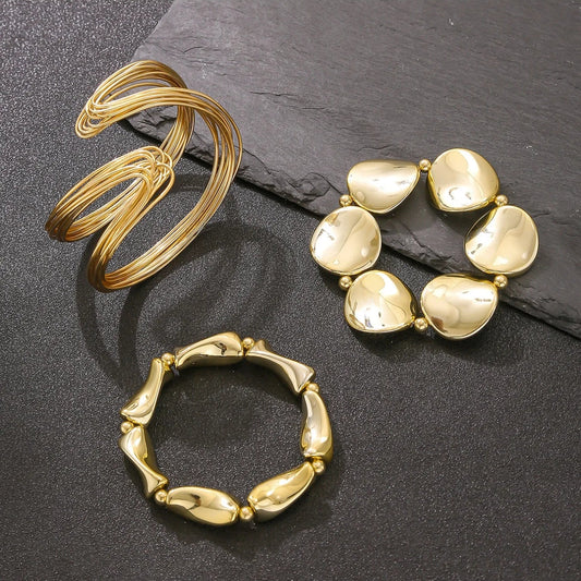 Parure Bracelets Sculpturaux & Disques Martelés