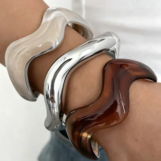 Ensemble de Bracelets Ondulés en Résine