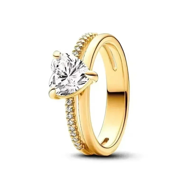 Bague Double Cœur Scintillant