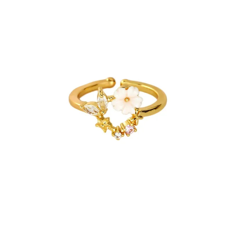 Bague Ouverte Ajustable Fleurs