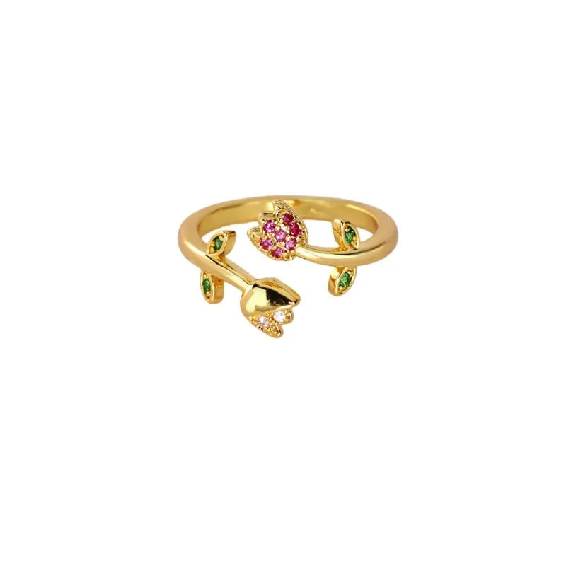 Bague Ouverte Ajustable Fleurs