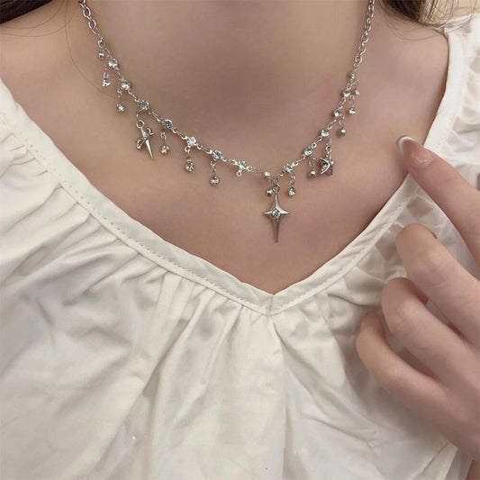 Collier Croix Strass & Pampilles