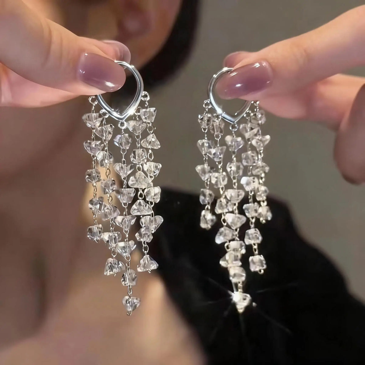 Boucles d'Oreilles Cascades de Cristaux