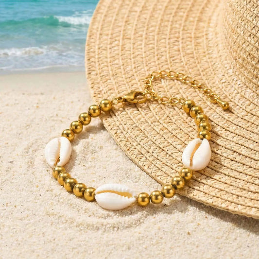 Bracelet Coquillages & Perles Dorées