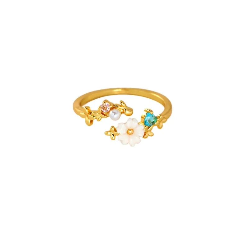 Bague Ouverte Ajustable Fleurs