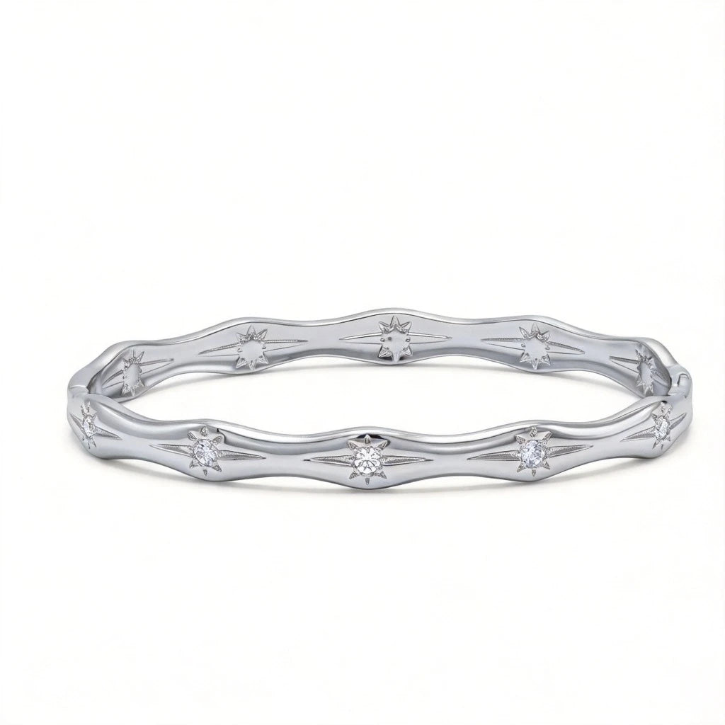 Bracelet Jonc Éclat Zircon & Finition Dorée