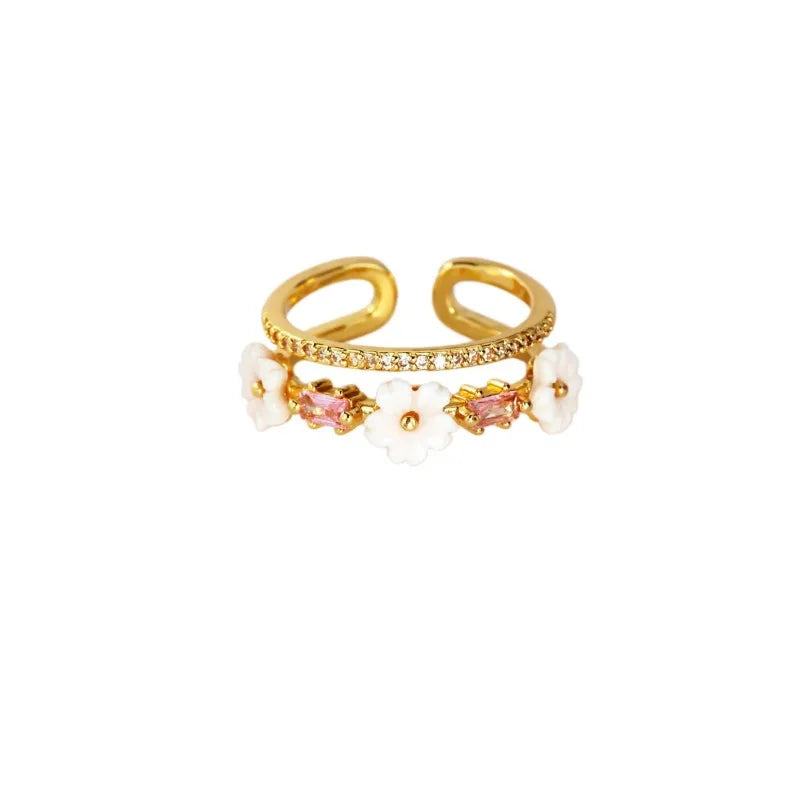 Bague Ouverte Ajustable Fleurs