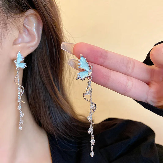 Boucles d'Oreilles Pendantes Papillons