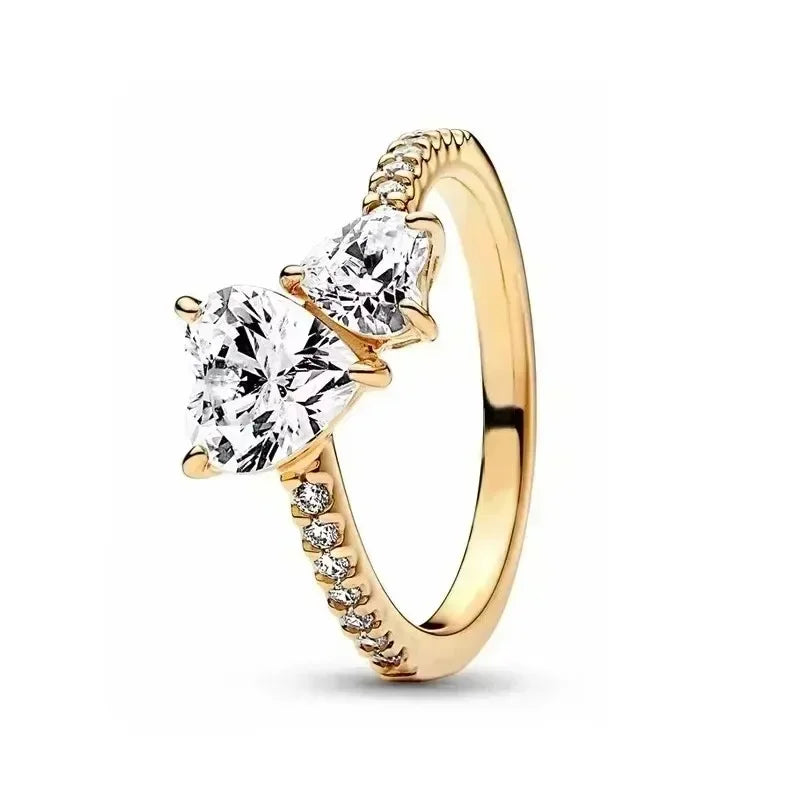 Bague Double Cœur Scintillant